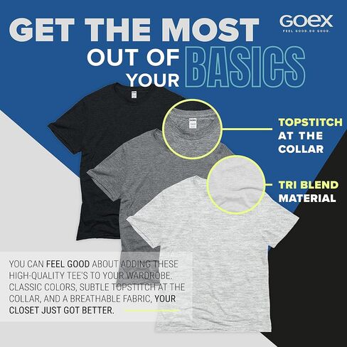 تي شيرت GOEX صديق للبيئة للنساء والرجال - مجموعة 3 تي شيرت ساحرة - مجموعة تي شيرت للجنسين - تي شيرت ثلاثي متعدد الاستخدامات in Saudi Arabia