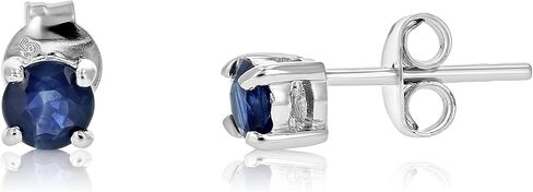 Vir Jewels 3/4 cttw Round Blue Sapphire Stud Earrings in .925 Sterling Silver with Rhodium in Saudi Arabia