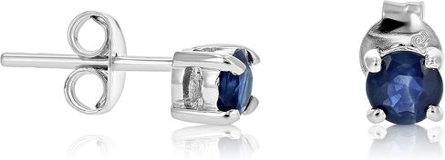 Vir Jewels 3/4 cttw Round Blue Sapphire Stud Earrings in .925 Sterling Silver with Rhodium in Saudi Arabia