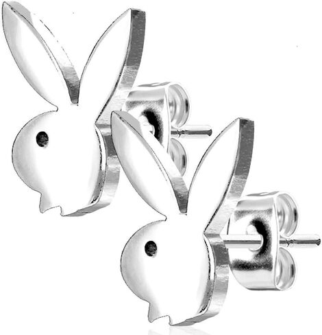 زوج أقراط من الستانلس ستيل 316L من بلاي بوي باني (فضي) in Kuwait