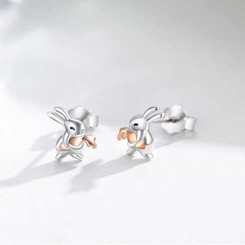 Rabbit Stud Earrings 925 Sterling Silver Bunny Earrings for Women Girls Cute Rabbit Carrot Earrings in Saudi Arabia