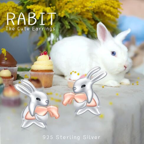 Rabbit Stud Earrings 925 Sterling Silver Bunny Earrings for Women Girls Cute Rabbit Carrot Earrings in Saudi Arabia