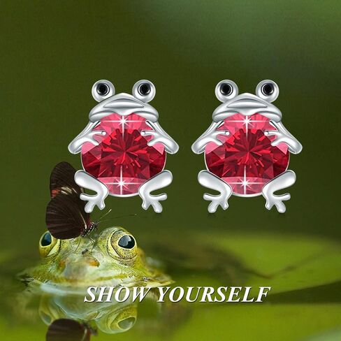 POPKIMI Frogs Gifts Frogs Earring S925 فضة الضفدع أقراط الضفدع مجوهرات هدايا عيد ميلاد للفتيات في سن المراهقة ابنة حفيدة، أقراط جوهرة يوليو in Kuwait