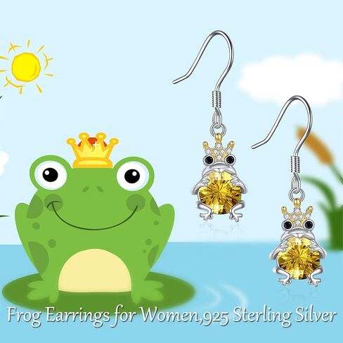 POPKIMI Frogs Gifts Frog Earring S925 Sterling Silver Frog Earrings Frog Jewelry Birthday Gifts for Teen Girls Daughter Granddaughter, July Birthstone Earrings in Kuwait