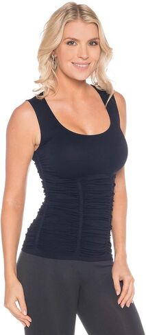 1047 Women's All Occasion Flattering Sleeveless Scoop Neck Ruched Tank Top in Kuwait
