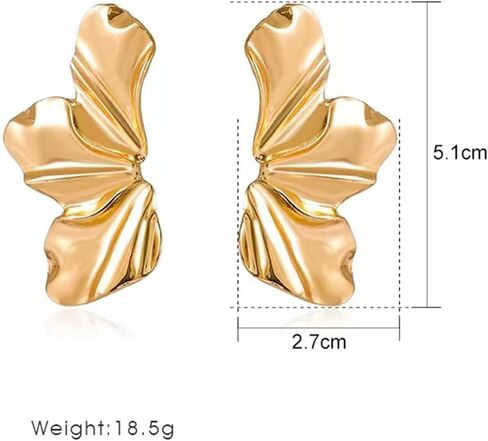 Vintage Punk Gold Statement Flower Geometric Irregularity Floral Stud Earrings for Women Teen Girls in Kuwait