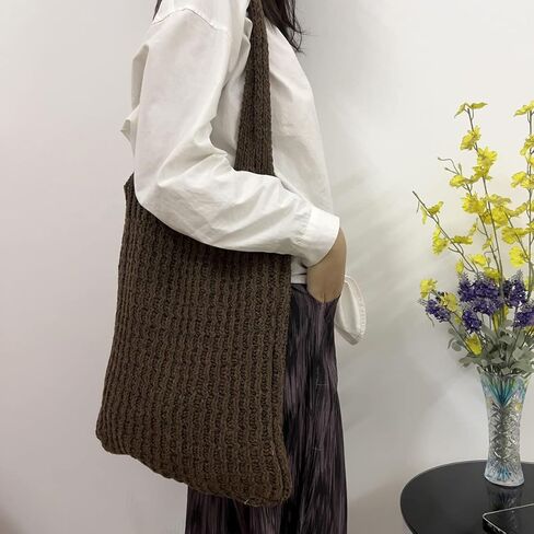 حقيبة هوبو للنساء ذات ألوان متباينة وحقيبة حمل ذات سعة كبيرة وحقيبة كتف نسائية عصرية محبوكة in Kuwait