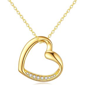 14K Solid Gold Heart Necklace for Women Fine Gold Love Jewelry Birthday Gifts for Wife Mother Girlfriend Her