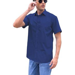 Men's Short Sleeve, Regular Fit Shirts Short Sleeve Button Down Dress Casual Shirts