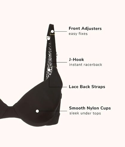 حمالة صدر تي شيرت مفعمة بالحيوية للنساء | حمالة صدر مرنة بتغطية كاملة مع أكواب مبطنة بشكل خفيف | أشرطة خلفية من الدانتيل صدفي in Kuwait