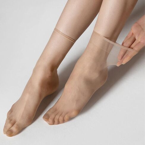 TeenFighter 5 Pairs Crystal Transparent Silky Nylon Ankle Socks for Girls, Ultra-Thin No Show Elastic Socks for Women in Kuwait