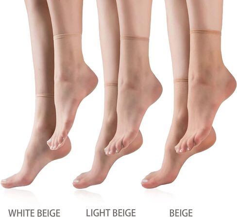 TeenFighter 5 Pairs Crystal Transparent Silky Nylon Ankle Socks for Girls, Ultra-Thin No Show Elastic Socks for Women in Kuwait