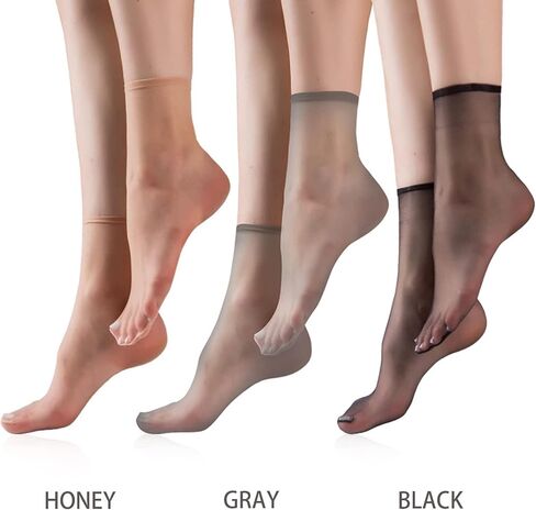 TeenFighter 5 Pairs Crystal Transparent Silky Nylon Ankle Socks for Girls, Ultra-Thin No Show Elastic Socks for Women in Kuwait