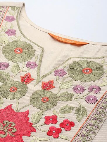 طقم بنطلون كورتا هندي مطرز باللون الأبيض للنساء من INDO ERA in Kuwait