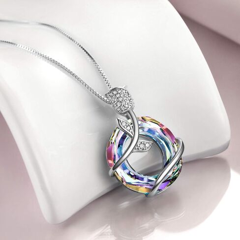 AOBOCO Sterling Silver Rose Flower Butterfly Necklaces for Women Crystals Pendant Jewelry Birthday Gift for Wife Girlfriend Girls Grandmother in Kuwait