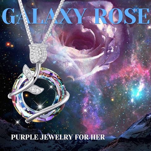 AOBOCO Sterling Silver Rose Flower Butterfly Necklaces for Women Crystals Pendant Jewelry Birthday Gift for Wife Girlfriend Girls Grandmother in Kuwait