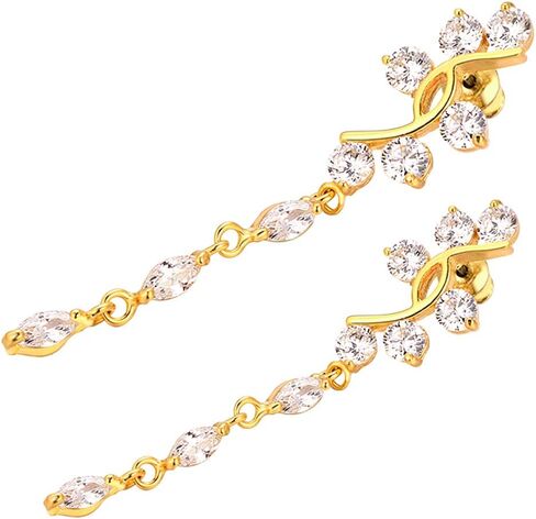 U7 Belly Rings 18K Gold Platinum Plated Sexy Beach Wear Navel Ring 14G Cubic Zirconia Dangle Leaf Flower Belly Button Rings for Women Girls in Saudi Arabia