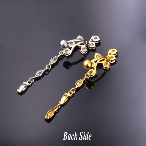 U7 Belly Rings 18K Gold Platinum Plated Sexy Beach Wear Navel Ring 14G Cubic Zirconia Dangle Leaf Flower Belly Button Rings for Women Girls in Saudi Arabia