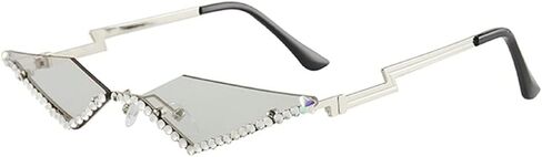 Vintage 90s Rimless Rhinestone Sunglasses Fashion Rhombus Crystal diamond Y2K Candy Color Cat Eye Party Glasses in Saudi Arabia