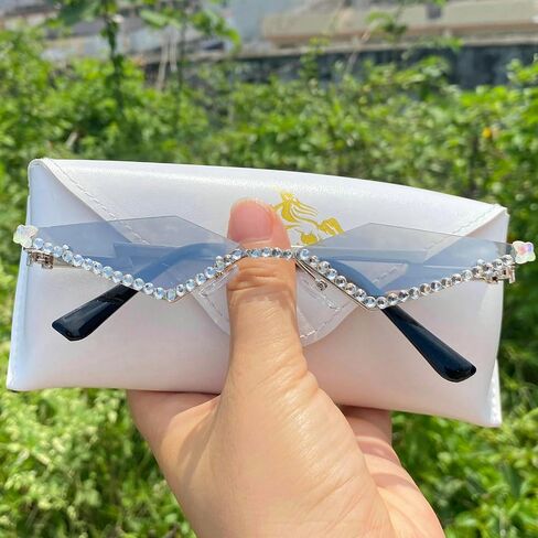 Vintage 90s Rimless Rhinestone Sunglasses Fashion Rhombus Crystal diamond Y2K Candy Color Cat Eye Party Glasses in Saudi Arabia
