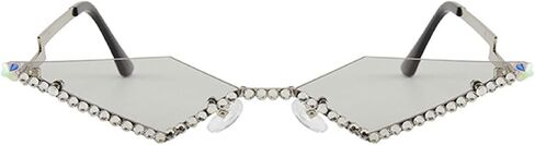 Vintage 90s Rimless Rhinestone Sunglasses Fashion Rhombus Crystal diamond Y2K Candy Color Cat Eye Party Glasses in Saudi Arabia