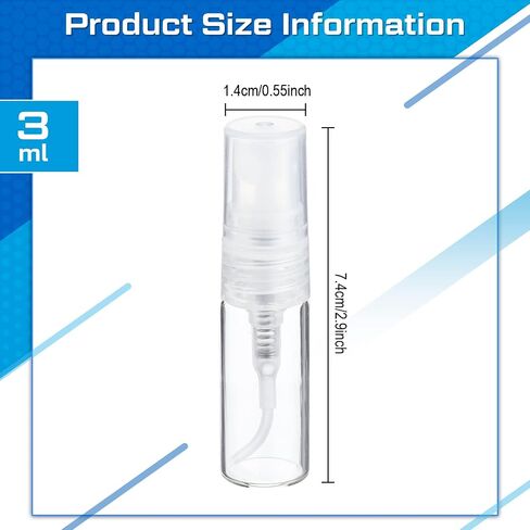 Lallisa 100 Pcs Mini Spray Bottles Sample Glass Clear Bottles Refillable Travel Perfume Atomizer for Essential Oil (3ml) in Kuwait