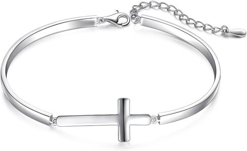 DAOCHONG S925 Sterling Silver snowflake Infinity Cross Adjustable Link Bangle Bracelet for Women in Kuwait