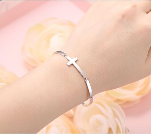 DAOCHONG S925 Sterling Silver snowflake Infinity Cross Adjustable Link Bangle Bracelet for Women in Kuwait