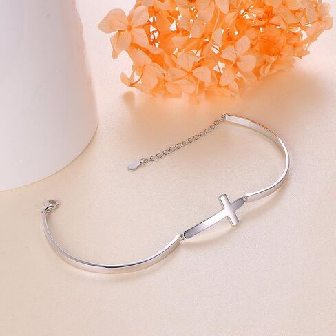 DAOCHONG S925 Sterling Silver snowflake Infinity Cross Adjustable Link Bangle Bracelet for Women in Kuwait