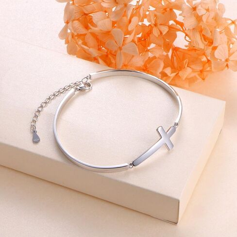 DAOCHONG S925 Sterling Silver snowflake Infinity Cross Adjustable Link Bangle Bracelet for Women in Kuwait