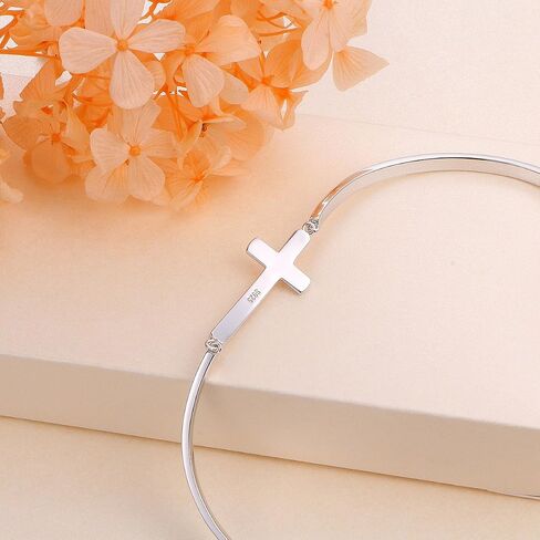 DAOCHONG S925 Sterling Silver snowflake Infinity Cross Adjustable Link Bangle Bracelet for Women in Kuwait