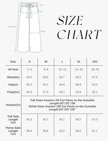 Tapata Womens Casual Loose Wide Leg Pants 28"/34" High Waisted Tie Yoga Pants with Pockets Workout Lounge Trousers in Kuwait