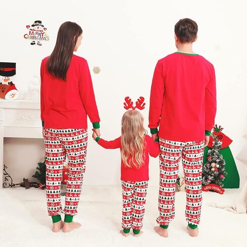 nilikastta Matching Family Christmas Pajamas,Xmas Elk Snowflake Red Black Plaid PJs Women Men's Sleepwear Set(Red,Small Women) in Kuwait