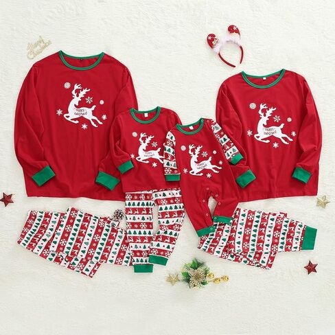 nilikastta Matching Family Christmas Pajamas,Xmas Elk Snowflake Red Black Plaid PJs Women Men's Sleepwear Set(Red,Small Women) in Kuwait