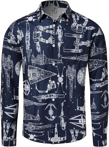 قمصان هاردادي الرجالية من هاواي مطبوعة بأكمام طويلة وأزرار سفلية للشاطئ كاجوال in Kuwait