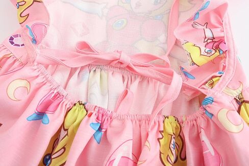 Princess Peach Dress Costume Girls Kids Cartoon Ruffle Sleeve Summer Outfit Birthday Party Gift Toy in Kuwait