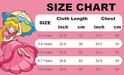 Princess Peach Dress Costume Girls Kids Cartoon Ruffle Sleeve Summer Outfit Birthday Party Gift Toy in Kuwait