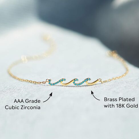 STORYJEWELLERY Wave Bracelets, Birthday Gifts for Women, Gifts for Mom, Sister Birthday Gifts, Daughter Gifts from Mom, Mom Birthday Gifts, Daughter Bracelets, Mothers Day Gifts, Christmas Gifts in Kuwait