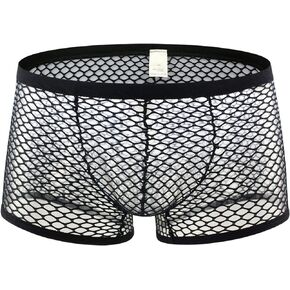 Men's See Through Fishnet Boxer Briefs Underwear Lingerie Booty Shorts