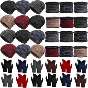 Toulite 36 Pcs Winter Beanie Hat Scarf Gloves Set for Men Women, Neck Warmer Skull Cap Knitted Gloves with Warm Thick Fleece Lined for Cold Weather Outdoor in Saudi Arabia
