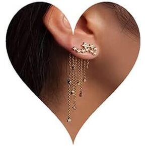 Denifery Shining Stars Tassel Earrings Hanging Exquisite Earrings,for Women and Girls