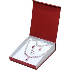 مجموعة مجوهرات زرقاء كبيرة على شكل قلادة وحلق وحلق وسوار ومجموعة هدايا من الورق المقوى المغناطيسي الممتاز صندوق مجموعة قلادة كبيرة كهدية للمجوهرات مع أقواس وداخلية مخملية فاخرة (ليست إسفنجية) مقاس 6.5 (عرض) × 7.5 (عمق) × 1 بوصة (الارتفاع الأمامي) *1.75 بو in Kuwait