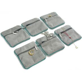 ايه بي كرو 6 عبوات من حقائب المجوهرات المخملية المبطنة مع سحاب، حقيبة تخزين مجوهرات للسفر، حقيبة مجوهرات للنساء، حقيبة تنظيم مجوهرات للأقراط والخواتم والأساور والقلائد in Kuwait