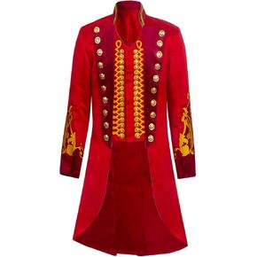 MAXUPO الكبار أعظم شومان PT بارنوم زي الرجال السيرك الدائري Ringmaster زي تأثيري موحدة تيلكوت جاكيت بدلة