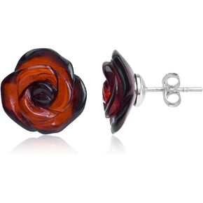 Ian and Valeri Co. Cherry Amber Sterling Silver Rose Stud Earrings in Saudi Arabia
