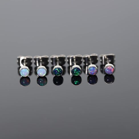 G23 Titanium Opal Stud Earrings for Women Girls Hypoallergenic Earring with 4mm 5mm Birthstone for Sensitive Ear Fashion Women's Jewelry(2pcs) in Kuwait