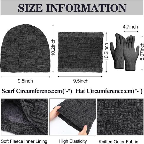 Toulite 36 Pcs Winter Beanie Hat Scarf Gloves Set for Men Women, Neck Warmer Skull Cap Knitted Gloves with Warm Thick Fleece Lined for Cold Weather Outdoor in Saudi Arabia