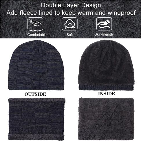 Toulite 36 Pcs Winter Beanie Hat Scarf Gloves Set for Men Women, Neck Warmer Skull Cap Knitted Gloves with Warm Thick Fleece Lined for Cold Weather Outdoor in Saudi Arabia