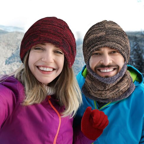Toulite 36 Pcs Winter Beanie Hat Scarf Gloves Set for Men Women, Neck Warmer Skull Cap Knitted Gloves with Warm Thick Fleece Lined for Cold Weather Outdoor in Saudi Arabia