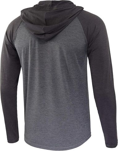 قمصان KNQR للرجال ذات أداء طويل الأكمام وسريعة الجفاف بدون علامات رياضية بغطاء رأس ونشط للجري والتمارين الرياضية Henley in Kuwait